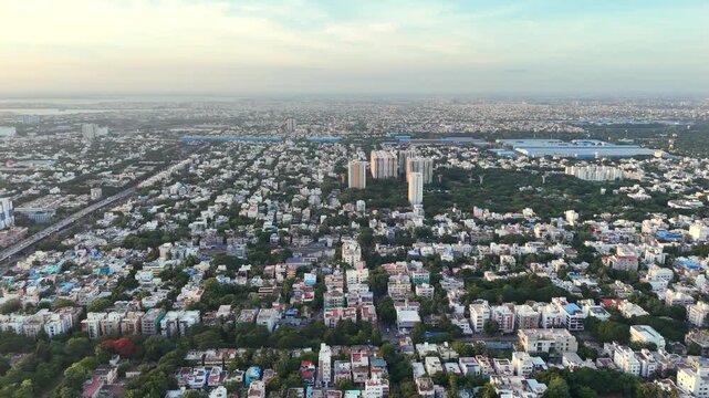 Aerial Shot of Anna Nagar in Chennai Cityscape Tamil Nadu India