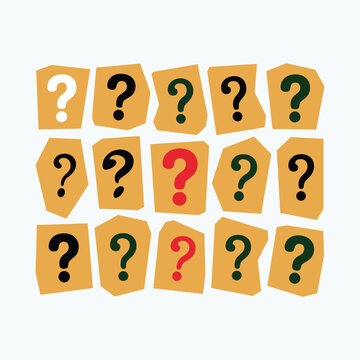 Orange question mark cards in rows on white background question marks orange cards query symbols puzzle pieces