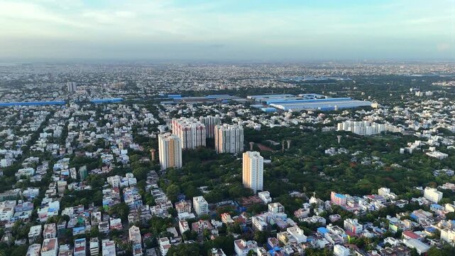 Aerial Shot of Anna Nagar in Chennai Cityscape Tamil Nadu India