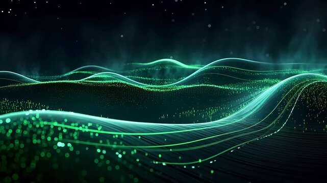 Digital technology green glowing circle scene abstract background