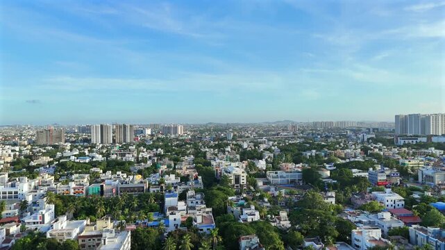Aerial Shot of Anna Nagar in Chennai Cityscape Tamil Nadu India