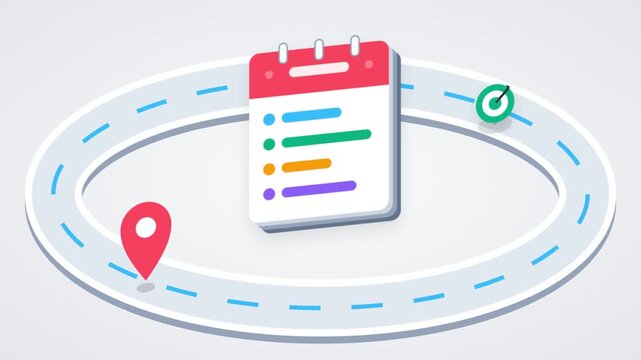 Business Calendar Agenda with Progress Tracking on a Circular Path