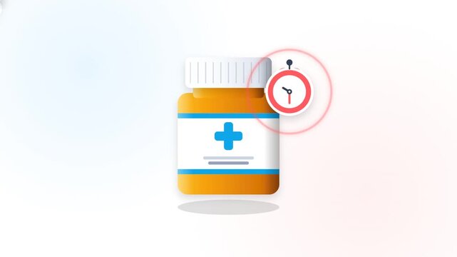 Pill Bottle Icon with Timer Pulsing to Indicate Medication Schedule