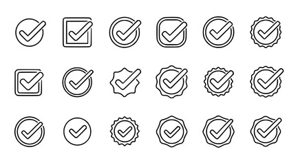 Collection of checkmark icons in various shapes and styles © Chadni
