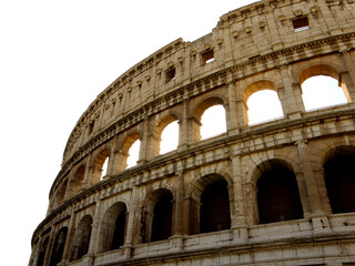 Fototapeta premium Detailed view of the ancient Roman amphitheater, showcasing its grand stone arches and the architectural brilliance of a powerful empire, a timeless symbol of historical grandeur
