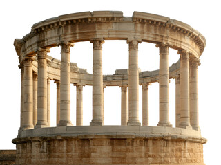 Fototapeta premium Majestic ancient circular stone structure featuring numerous classical columns, a timeless symbol of historical architecture and classical design