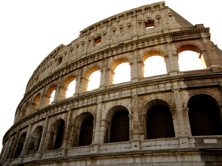 Fototapeta premium Iconic Roman Colosseum Architectural Marvel with Arches and Arcadestones, a Historic Amphitheater and Landmark