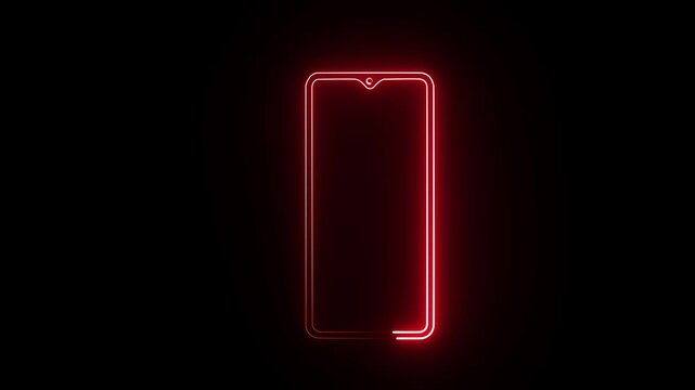 Rad Neon Smartphone Frame Outline Animation, Glowing Mobile Device User Interface Concept Loop