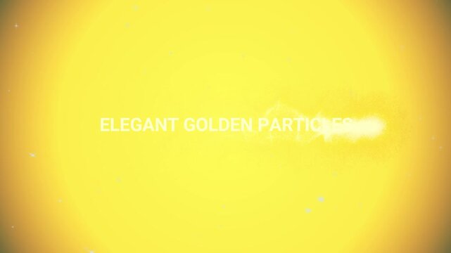 Elegant golden particles drift across a bright yellow luminous background while displaying centered text in a clean sans serif font for high end luxury branding and sophisticated motion graphics.