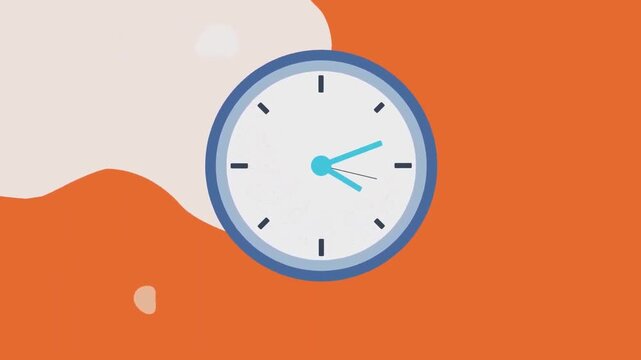 Minimalist Clock Counting Time Fast on an Abstract Split Orange Background Animation
