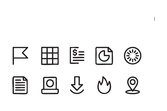 Dashboard Navigation Vector Icons with Finance Report User Account and Trending Fire