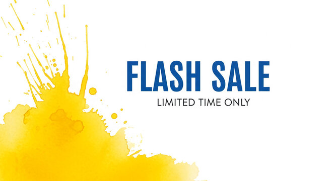 Yellow paint splash with "Flash Sale" text, symbolizing urgency and limited-time offers for promotions and marketing