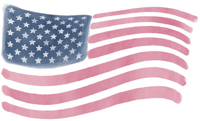 Obraz premium Waving American flag watercolor abstract illustration
