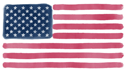 Obraz premium Abstract watercolor American flag illustration isolated on a white background
