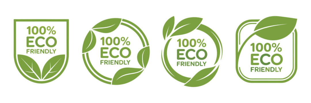 Eco Friendly Icons Set Vector Collection, Organic Natural Food Labels and Ecologic Food Stamps for Sustainable Product Packaging