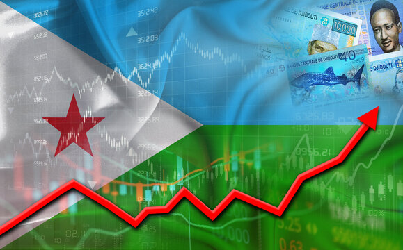 Djiboutian economic growth on financial graph. Djibouti financial growth on market graph