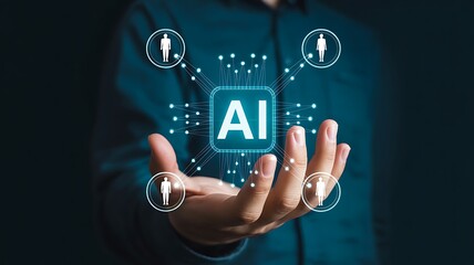 Fototapeta premium Artificial intelligence network connection and digital communication technology concept