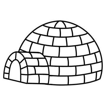 outline of an igloo cartoon illustration 