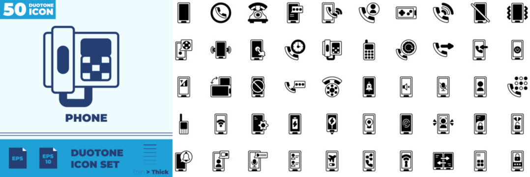 Phone Duotone Editable Icons set