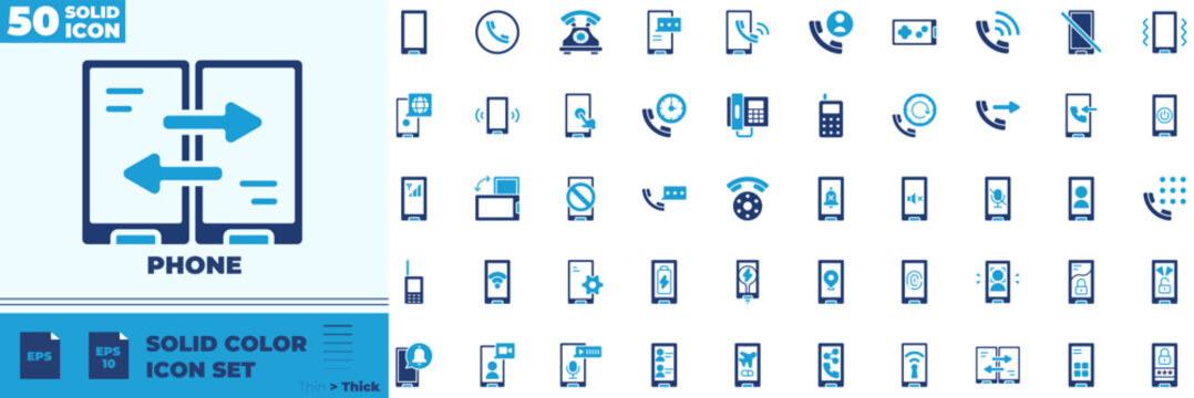 Phone Solid Color Editable Icons set