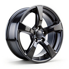 Obraz premium Gloss Black Wheel on White Background
