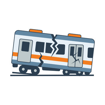 Train Accident Illustration Railway Derailment Transportation Disaster Concept. deal for transportation safety, railway disaster, emergency response, insurance, news, and risk management concepts