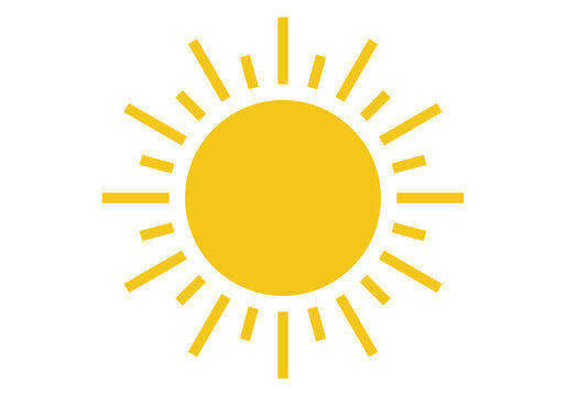 Icono de sol amarillo con rayos rectos