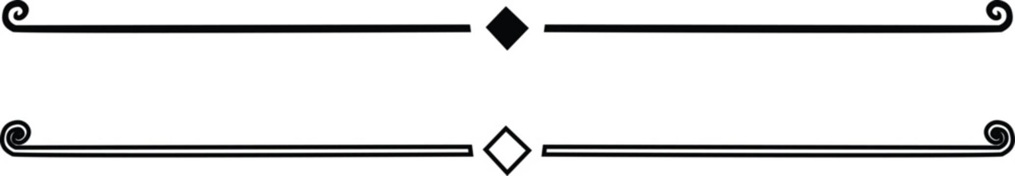 Decorative horizontal lines with diamond accents isolated on transparent background