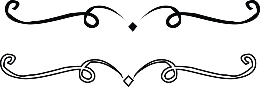 Elegant flourishes with diamond accents decorative swirls isolated on transparent background