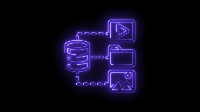 Digital data management system with database connected to video folder and image files icon