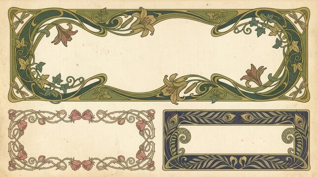 Art nouveau style borders and frames