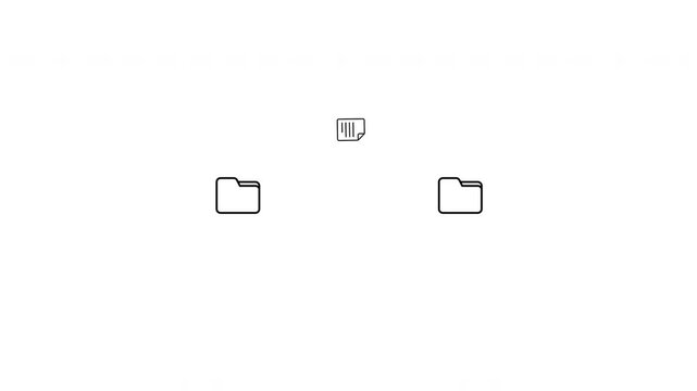 Folder to folder file transfer animation on transparent background, File copy and paste animation between folders with alpha channel