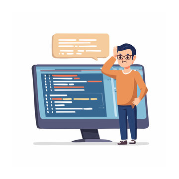 Programmer frustrated by computer code
