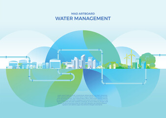 Water management infrastructure concept vector with eco-friendly smart city and pipeline system © madartboard