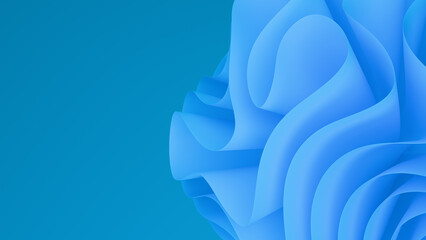Abstract 3d background featuring elegant blue flowing waves. Minimalist design creates a professional look with copy space.