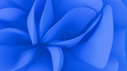 Obraz premium Close up 3d render of bright blue abstract petals twisting gracefully. Rich organic textures provide a dynamic visual depth.