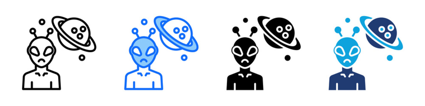 Extraterrestrial Icon Set Multi Style Vector Illustration