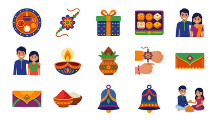 Colorful festive icons representing celebration and joy © drx T