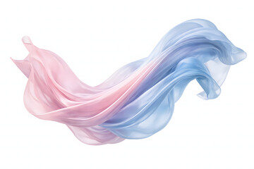 Obraz premium Smooth flowing pink and blue silk fabric isolated on white background