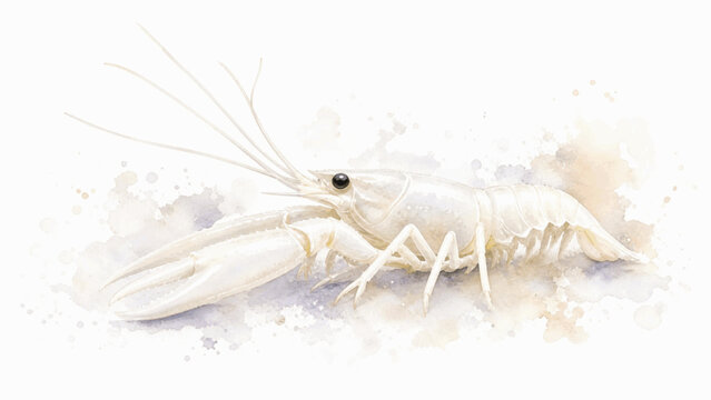 Natural white crayfish isolated watercolor vector illustration svg