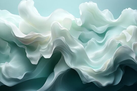 Abstract white flowing fabric waves soft texture modern artistic background minimal elegant fluid movement airy design pastel color concept