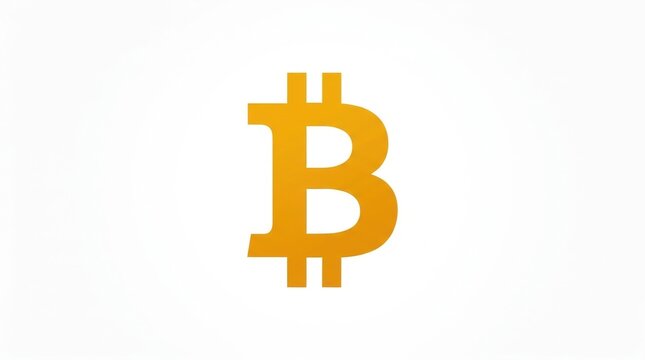 Bitcoin cryptocurrency symbol in golden yellow, digital currency icon for financial technology, minimalist crypto coin logo for blockchain trading isolated PNG with Transparent Background