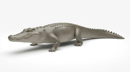 Fototapeta premium 3D render of a stylized gray crocodile isolated on white background
