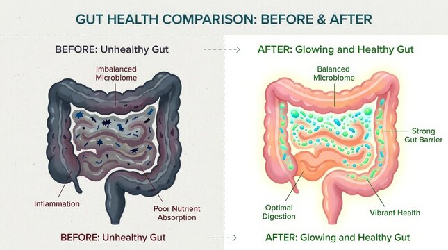 Gut Health Comparison Before and After.