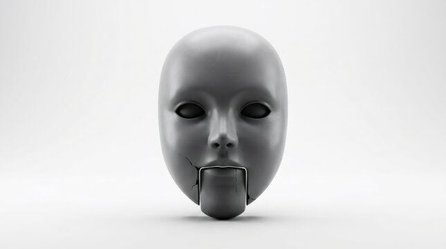 Abstract ventriloquist dummy mask representing artificial intelligence or loss of identity