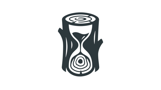 Hourglass inside a tree stump icon, concept of time and nature