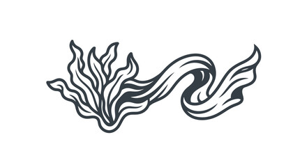 Obraz premium Stylized Ink Drawing of Seaweed Swirl and Flowing Ribbon