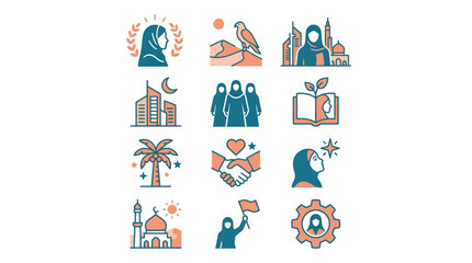 Fototapeta premium Cultural Icons and Symbols Representing Community Values