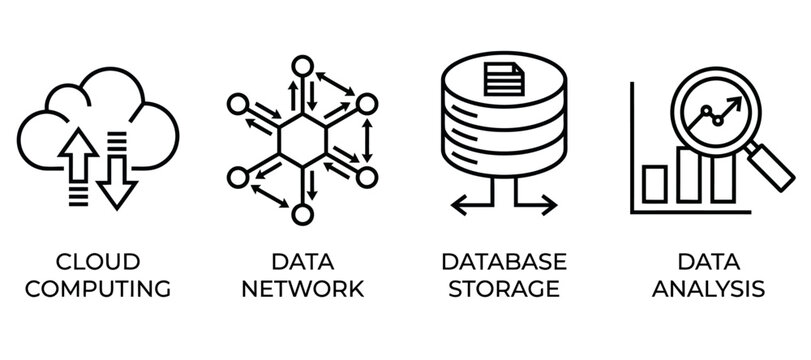 Data Network and Database Storage Vector Icon