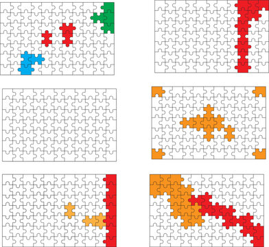 Illustrazione vettoriale di griglia di puzzle vuota in stile mosaico, modello base per giochi di logica e pensiero. Ideale per game design, enigmi, UI ludiche, educazione e interfacce interattive.